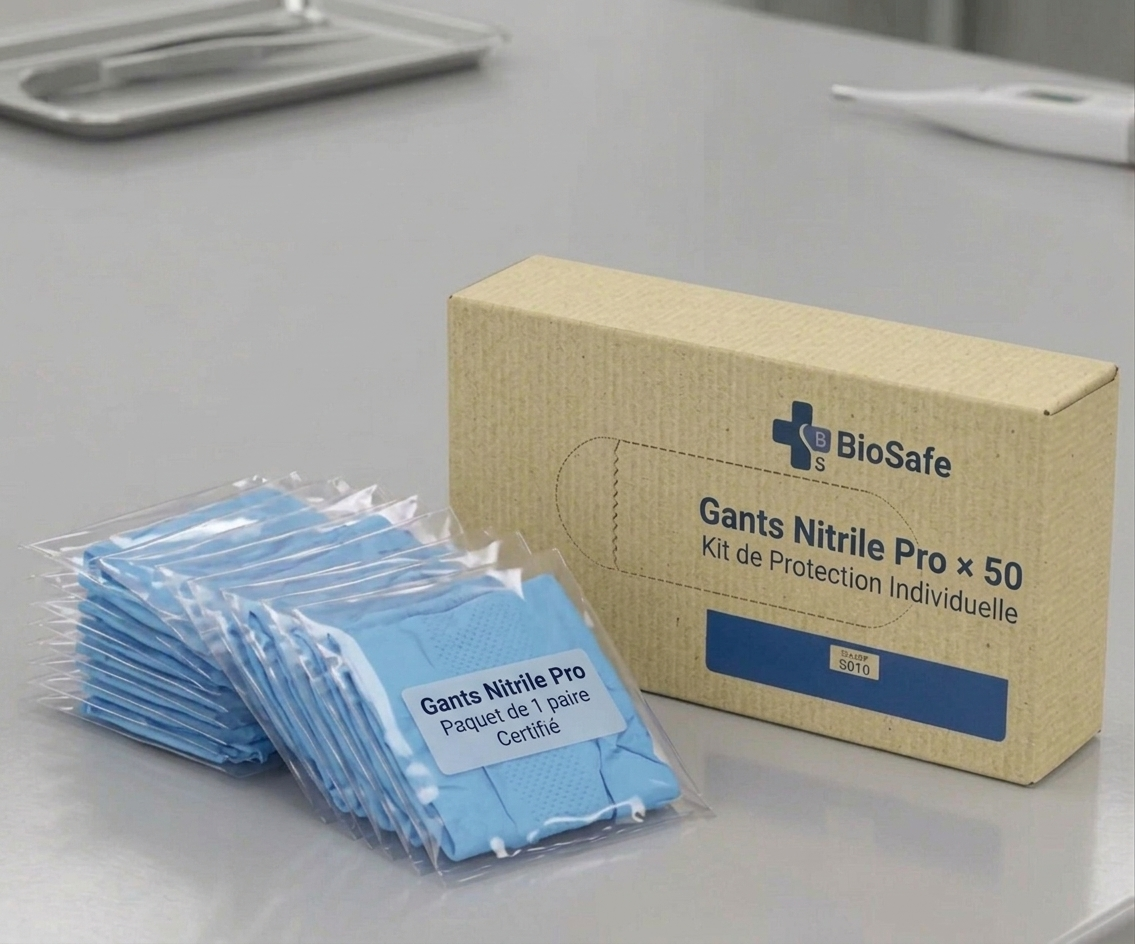 Gants Nitrile Pro × 50 — Protection  Biologique Sans Latex | BioSafe Kits
